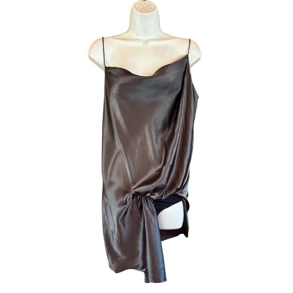 CHRISTOPHER ESBER Verdant Falls Draped Silk Satin Bodysuit in Seaweed NWT Size 8 - Picture 7 of 13